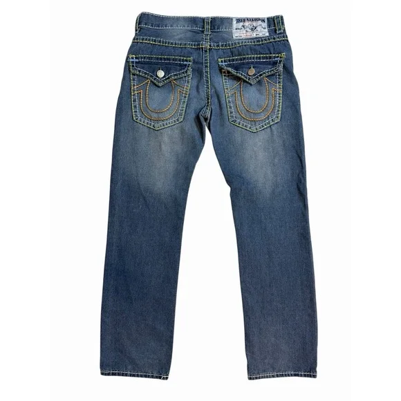True‎ Religion Y2K Denim Jeans 36 Multicolor Billie Rope Stitch Straight Leg